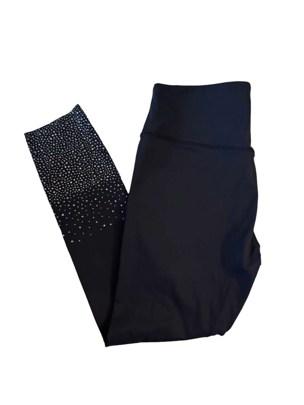 Urban Savage High-Waist Black Leggings with Rhinestone Ombre Legs | Large